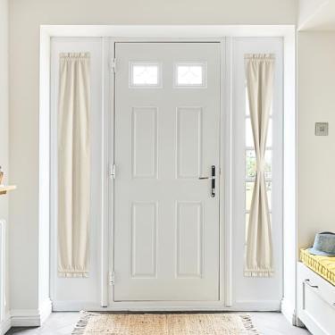 Imagem de Cortinas de porta 100% para porta de entrada - Cortinas de janela de privacidade com isolamento térmico para porta de pátio, porta de vidro, porta da frente, 30,5 x 182,9 cm, natural, 1 painel