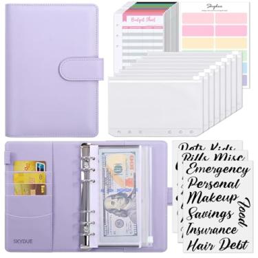 Imagem de SKYDUE Fichário econômico com envelopes de dinheiro e folhas de orçamento de despesas, fichário de dinheiro com envelopes de dinheiro para orçamento e economia de dinheiro