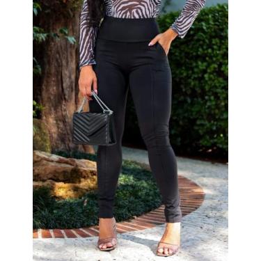 Imagem de Calça Montaria Flanelada Legging com bolso frontal, cintura alta, mode
