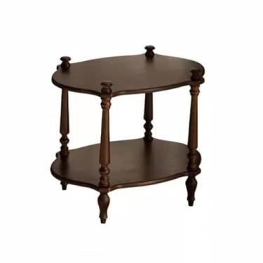 Imagem de Mesa de centro retrô simples estilo medieval, mesa lateral de madeira maciça, luz de luxo, mesa de centro para sofá, mesa de centro pequena
