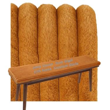 Imagem de Custom Sofa Bench Cushion Cover Only Window Seat Cushions Covers Indoor Garden For Outdoor Chair Pads Replacement Removable With Zipper 5cm-High Plush Velvet Winter(Laranja,145x40 cm)