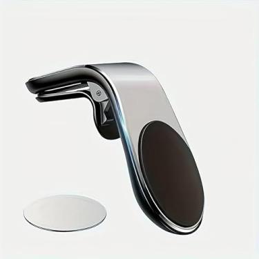 Imagem de Suporte magnético de telefone tipo L em clipe de suporte de smartphone para suporte magnético para celular adequado para todos os modelos de celular (prata)