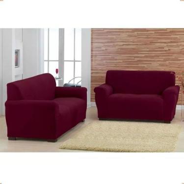Imagem de Kit Capas para Sofás 2 e 3 Lugares Vinho New City Casa Doro Sultan - C