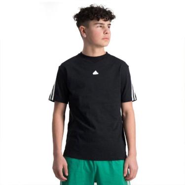 Imagem de Camiseta Adidas 3 Stripes Preta+Branco Infantil-Unissex