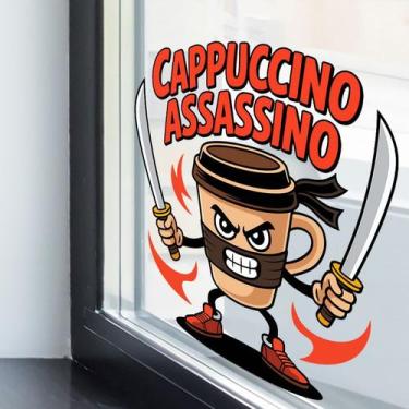 Imagem de Adesivos de parede Ninja Cappuccino Assassin Coffee Cup PVC - yiweisai