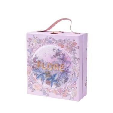Imagem de Caixa de presente Decora Luxury Pink Floral com alça 12x6x13,6 cm - yi