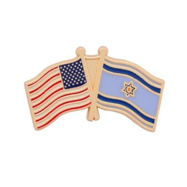 Imagem de Broche Pin Alloy Enamel Lapel Badge USA Israel Friendship - yiweisai