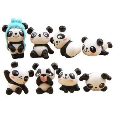 Imagem de Conjunto de 8 peças para decoração de jardim Panda Figures em PVC 2,5-
