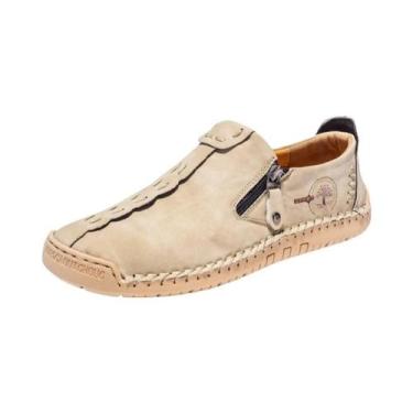 Imagem de Mocassins De Couro Feitos À Mão Para Homens plus Size, Respiráveis, Ca