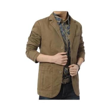 Imagem de Blazer Casual De Algodão Solto Para Homens De Meia-Idade, Estilo Britâ