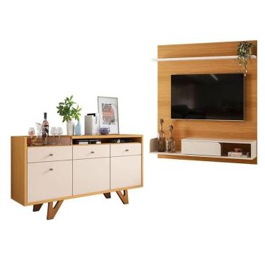 Imagem de Painel Para Tv Suspenso Evo Com Buffet Soft Cinamomo Off White - Hb Móveis