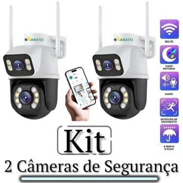 Imagem de Kit 2 Câmera Segurança Ip A28 Wife Prova D'agua Lente Dupla Icsee Vigilancia 24h Detector De Movimento