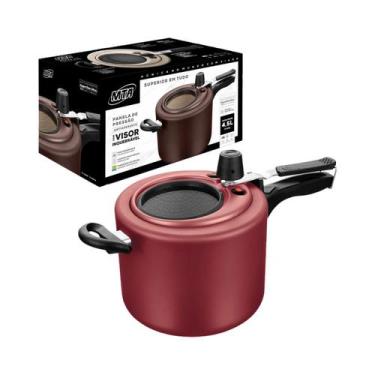 Imagem de Panela De Pressão Antiaderente Com Visor MTA 4,5 Litros, Cereja