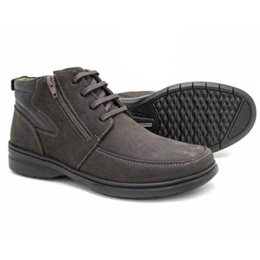 Imagem de Bota Masculina Com Ziper Couro Praire Cafe Leveterapia - Levecomfort, 