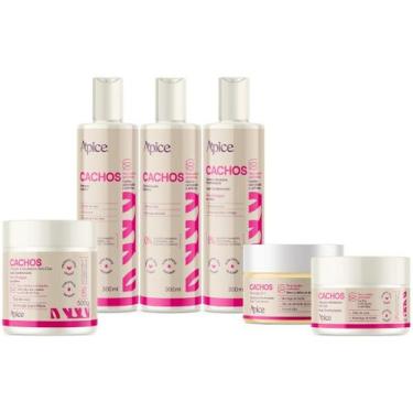 Imagem de Kit Ápice Cachos 6 Itens Tratamento Capilar Completo Cabelo Vegano Hig