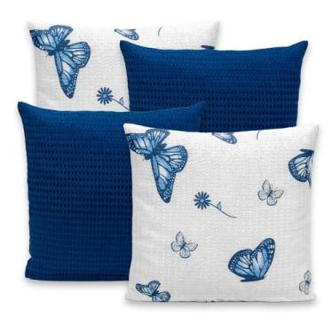 Imagem de Kit 4 Capas de Almofada Piquet 40x40 cm Decorativas Estampadas e Lisas