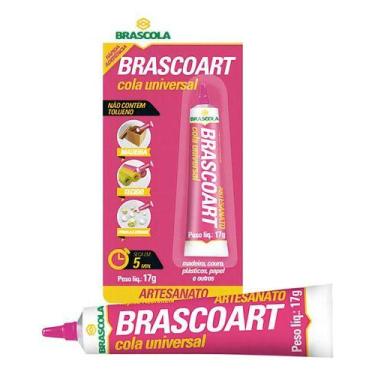 Imagem de Cola Artesanato Brascoart Madeira Tecido Strass Plastico Couro Blister