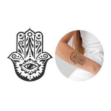 Imagem de Tatuagem temporária mão de fatima olho modelo 9x6cm - 3i