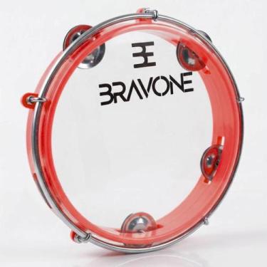 Imagem de Pandeiro 8 Polegadas Bravone Vermelho ABS Pele Cristal Platinelas Inox