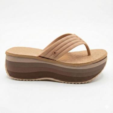 Imagem de Tamanco anabela feminino dijean original conforto leve macio, Nude, 37