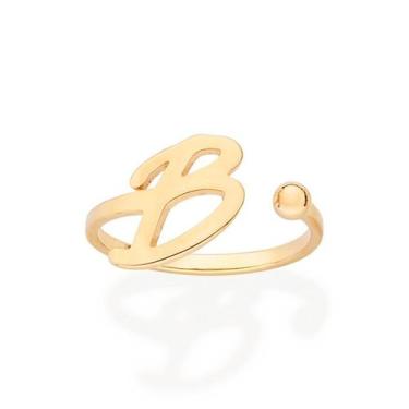Imagem de Anel Rommanel Letra Ajustável Folheado a Ouro 513440, Dourado, 18