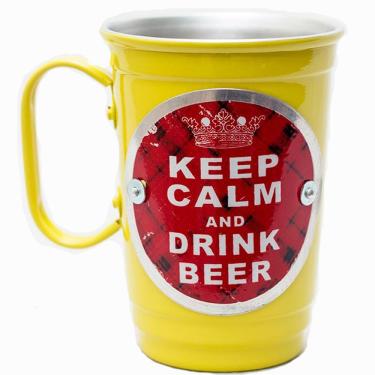 Imagem de Caneca Alumínio Térmico Com Gel Congelante Amarela Keep Calm