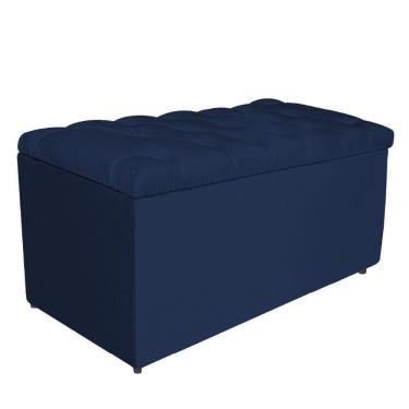 Imagem de Calçadeira Estofada Liverpool 90cm Solteiro Suede Marinho