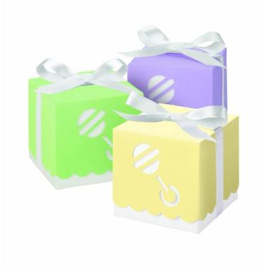 Imagem de Wilton Kit de lembrancinhas quadrados de chocalho cortado em cor pastel, 25 unidades