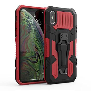 Imagem de Capa à prova de choque para iphone 13 12 11 pro max mini xr xs x 7 8 6 6 s plus clipe de cinto robusto capas de armadura híbrida ligado, vermelho, para iphone12 pro max