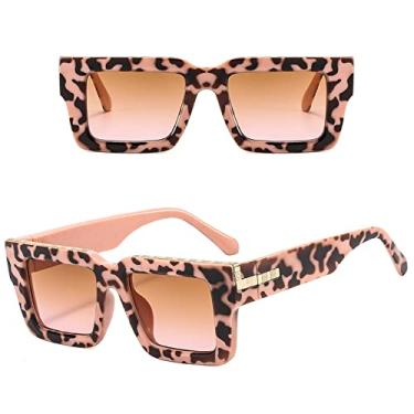 Imagem de Óculos de sol grandes da moda leopardo feminino designer de luxo armação grossa óculos de sol quadrado gradiente oculos, rosa daimao chá rosa, tamanho único