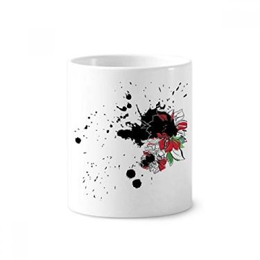 Imagem de Suporte para caneta de ponta de flor com peônia de flor para aquarela com suporte de cerâmica