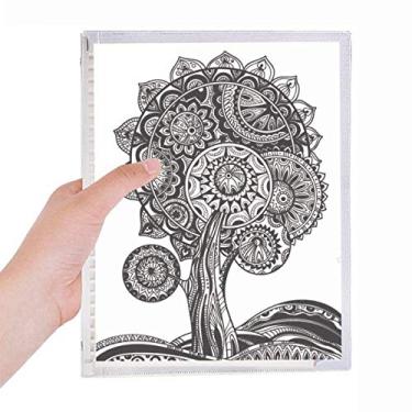 Imagem de Caderno de plantas de girassol preto e branco com folhas soltas para diário recarregável