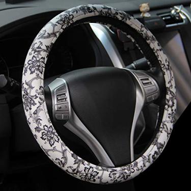 Imagem de AOTOMIO Chinoiserie Capa de volante para mulheres e meninas com impressão universal protetor de volante de carro serve para 38 cm, antiderrapante, acessórios interiores automotivos de estilo chinês