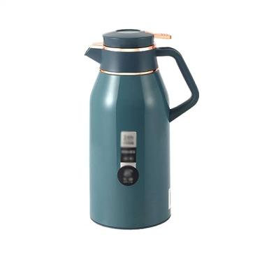 Imagem de Garrafa térmica térmica de café com isolamento térmico de grande capacidade de 1,9 L para ambientes externos, escritórios, casas, restaurantes, garrafa térmica a vácuo (cor: verde, tamanho: 1,9L)