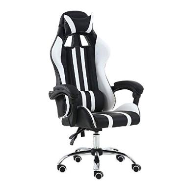 Imagem de Cadeira de jogos cadeira de jogo cadeira de escritório cadeira de corrida com apoio de cintura braço apoio de cabeça encosto alto cadeira de jogos ergonômica (cor: azul tamanho: 123-131x50x54cm)