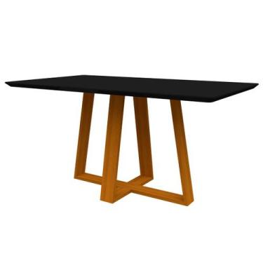 Imagem de Mesa De Jantar Para 4 ou 6 Lugares Tampo Retangular Com Vidro 1,60m Le