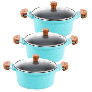 Imagem de Jogo Panela Azul Antiaderente Cerâmica Javali AM 26 a 30