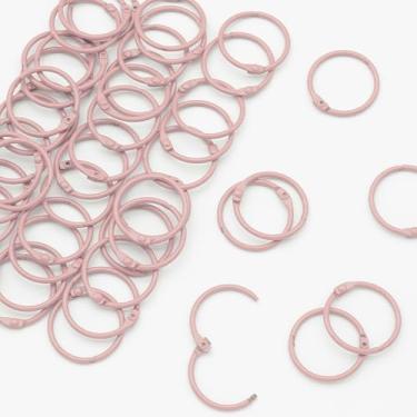 Imagem de LOUZAGO Pacote com 50 anéis de fichário de 2,5 cm, anéis de livro rosa claro, anéis de cartão de índice, clipes de metal para fichário, anéis de papel para escritório, escola, casa (25 mm, rosa claro)