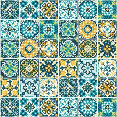 Imagem de Adesivo de Azulejo Hidráulico Rococó 15x15cm com 72un - Quartinhos