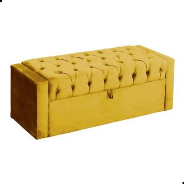 Imagem de Calçadeira de Sapatos Baú Estofada 160 cm Queen Veludo Emma - Fina Mob