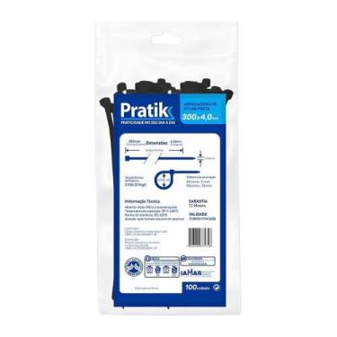 Imagem de Abraçadeira de Nylon Preta 300X4.0mm Com 100 Unidades - Pratik