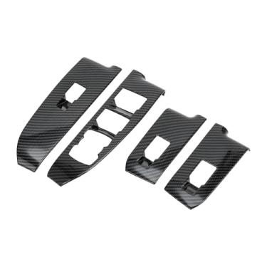 Imagem de REPAIROCK 1 conjunto de capa de painel de interruptor de janela da porta frontal para Ford Maverick 2022-2024 Master Power Window Switch Cover Trim Padrão de fibra de carbono ABS preto
