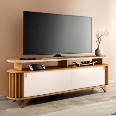 Imagem de Rack para Tv até 70 Polegadas 2 Portas com Pés Ripado Alba HB Móveis, 