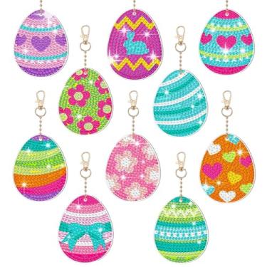 Imagem de SUNNYCLUE 1 caixa 10 estilos arte diamante chaveiro chaveiro chaveiro Páscoa strass chaveiro ovo de páscoa diamante arte ornamentos kits para adultos mulheres artesanato DIY pendurado decoração