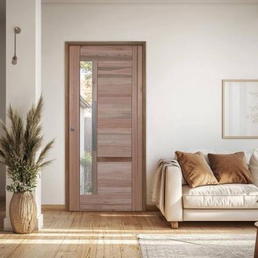 Imagem de Porta Batente Eucalipto 14 Puxador Barra chata 80cm X 92cm X 210cm Direito Rodam 3B