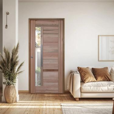 Imagem de Porta Batente Eucalipto 14 Puxador Barra chata 60 CM 82cm X 210cm Direito Rodam 3B Natural