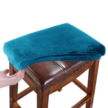 Imagem de RHYII Conjunto De 4 Capas Retangulares Veludo Para Banquetas, Capa Elástica Lavável Assento Selim, Protetor Banco Com Faixas Elásticas, Azul Safira