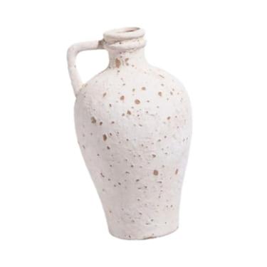 Imagem de Ｂｅｓｇａ Vaso de cerâmica estilo fazenda, organizador de suporte para vasos de plantas com alças, jarro de cerâmica e chaleira para entrada e mesa, a