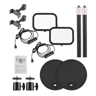 Imagem de Painel de luz de vídeo LED 2 pacotes 12W BI BI cor ajustável Brilho USB Luz de mesa para Zoom Reuniões Photograph (World SpecialCastationV7K-D135759775-2)
