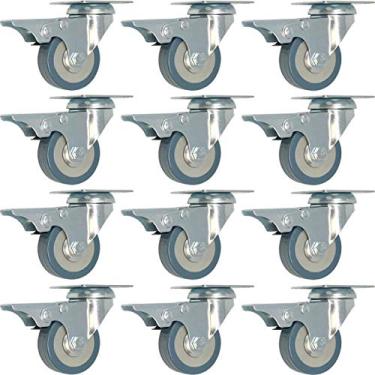 Imagem de Y&Y Decor Pacote com 12 rodas giratórias de 5 cm com placa giratória de freio total, rodas de poliuretano cinza